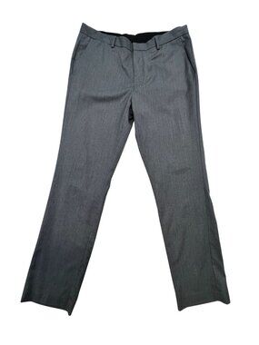 Calvin Klein Mens Flat Front Slim Fit Dress Pants 34x32 Gray Classic Trousers